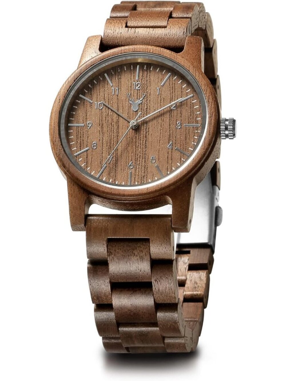 Unisex Tan Uwood Series 40 mm Natural Handmade Wood Adjustable Band Wrist Watch